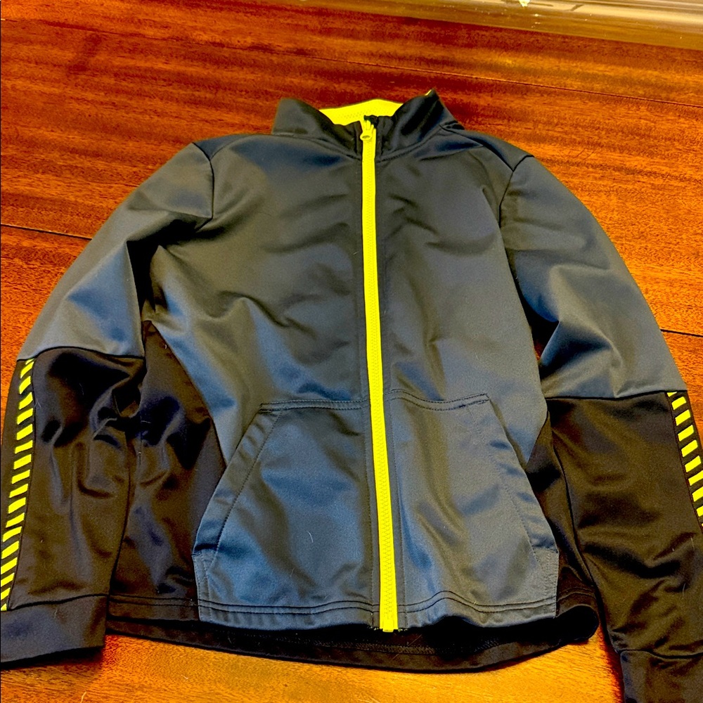 Athletic Works Kids Jacket in Charcoal and Bright Yellow